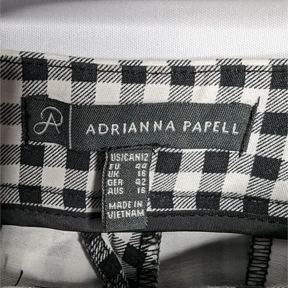 Adrianna Papell Trousers Black and White Plaid Size 12 - Picture 3 of 7